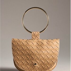 Anthropologie Melie Bianca top handle bag Woven with Gold Ring Handle